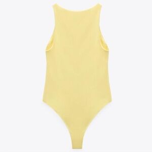 Zara Women's Pastel Yellow Halterneck Bodysuit
